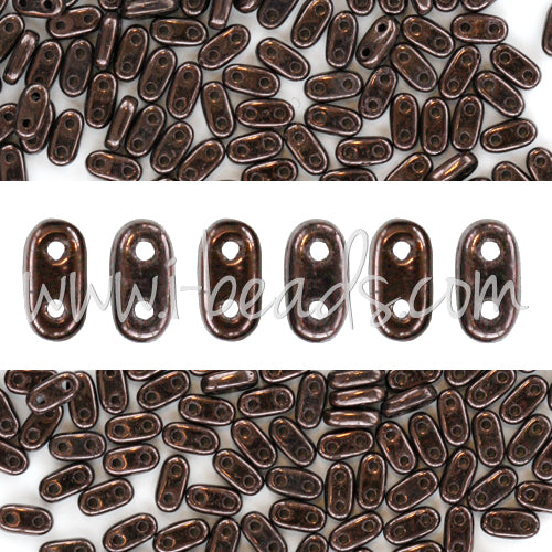 2 holes CzechMates Bar 2x6mm Dark Bronze (10g)