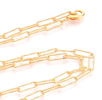 Buy Paperclip Chain Necklace, Striated, with Clasp, 18K Gold plated Hight quality-60cm (1)