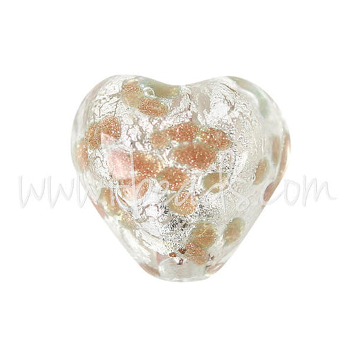 Buy Murano bead heart gold and silver 10mm (1)
