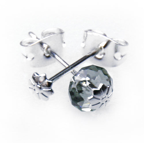 Bead stud earring flower daisy setting metal silver plated (2)
