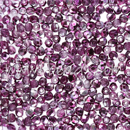 Czech fire-polished beads mirror orchid 2mm (50)