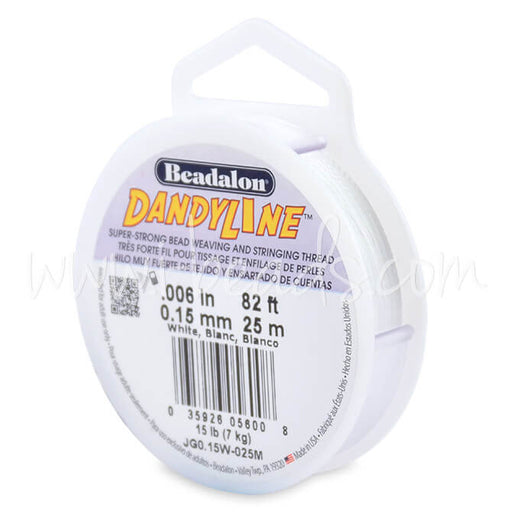 Buy Beadalon dandyline white nylon braided thread cord 0.15mm 25m (1)