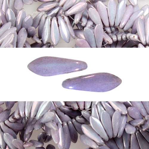 2 holes CzechMates Daggers luster opaque amethyst 5x16mm (50)