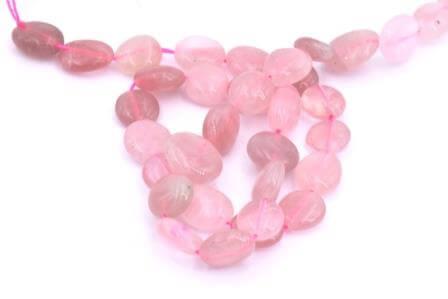 Buy Nuggets beads Natural Rose quartz Beads flat and round 8-12mm hole 0.8mm (1 strand)