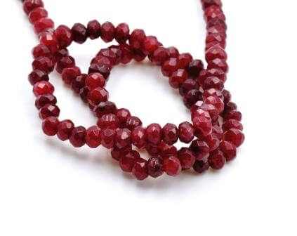 Natural Jade Dyed rondelle garnet rondelle 4X2.5mm hole: 1mm (1 strand)