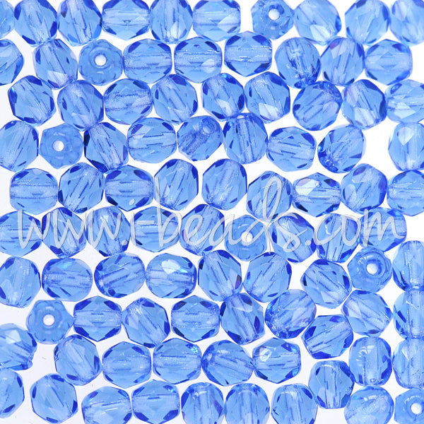 Czech fire-polished beads sapphire 4mm (100)