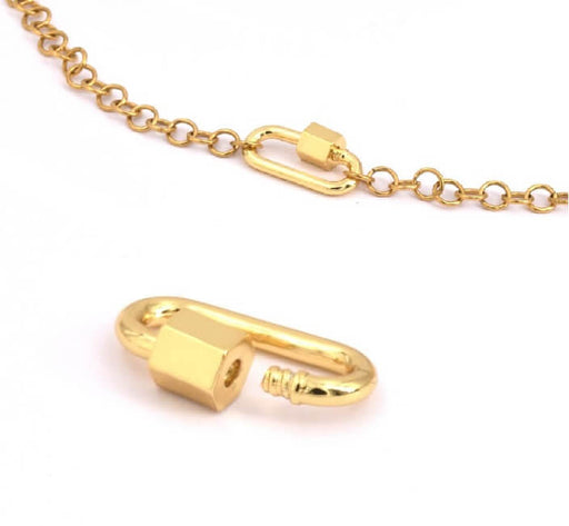 Screw clasp jewel pendant link brass golden plated 20x10mm (1)