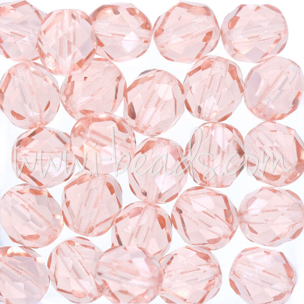 Czech fire-polished beads rosaline 8mm (25)