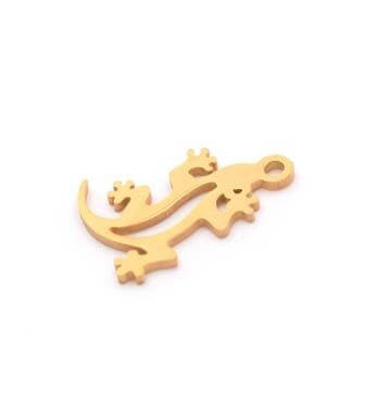 Buy Medal Charm Pendant LIZARD Stainless Steel GOLD 16mm (1)