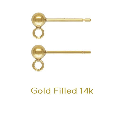 ear stud metal Gold Filled 3mm ball with loop (2)