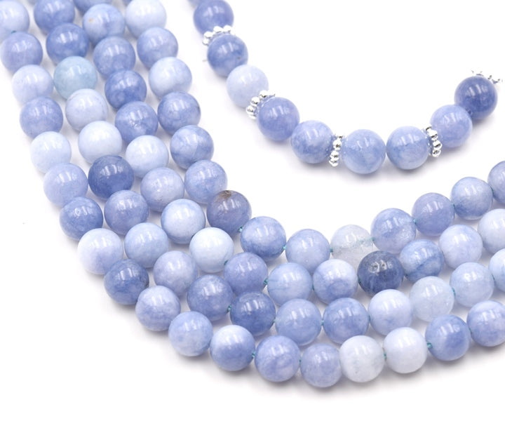 Dyed Natural Quartz Round Bead Strand, Imitation Aquamarine, 6mm (65 beads)