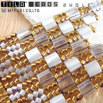 Cc462 - Miyuki tila beads met gold iris 5mm (25)