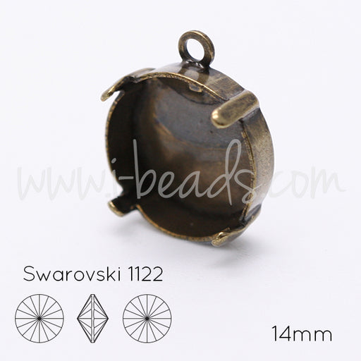 Buy Pendant setting for Swarovski 1122 rivoli 14mm brass (1)