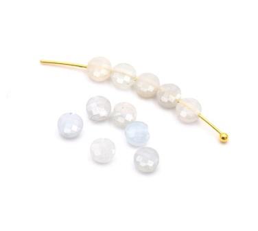 Aquamarine flat round facetted beads 4mm hole: 0.7mm (10)