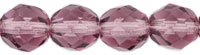 Czech fire-polished beads Med Amethyst 8mm (25)