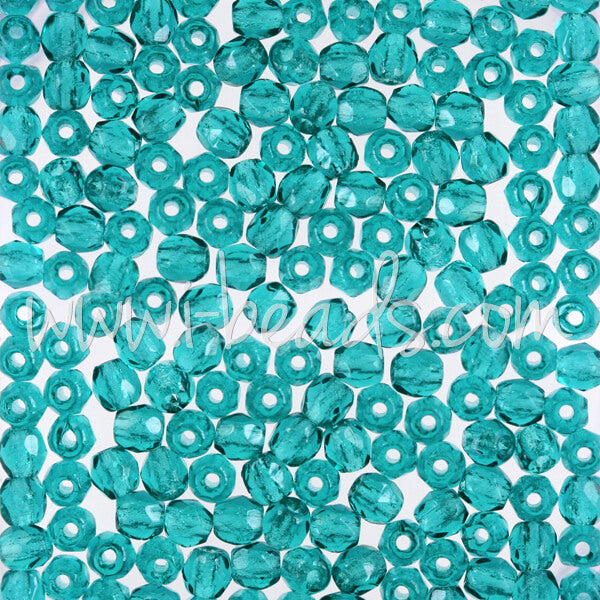 Czech fire-polished beads teal 3mm (50)