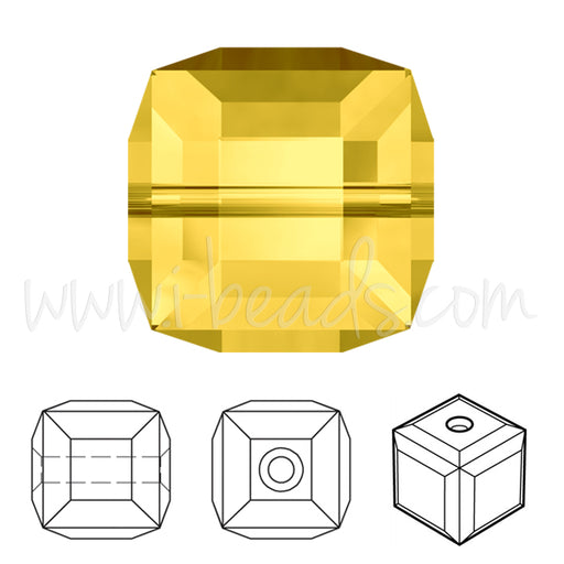 5601 Swarovski cube beads light topaz 6mm (2)