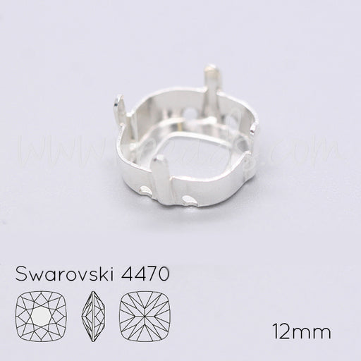 Sew on setting for Swarovski 4470 12mm silver plated (1)