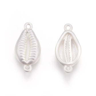 Cowrie Shell Shape link connector, Matte Silver brass 12mm (1)