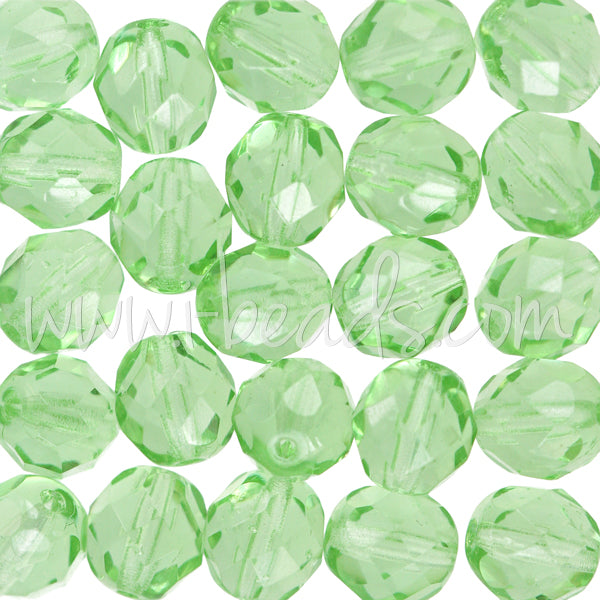 Czech fire-polished beads peridot 8mm (25)