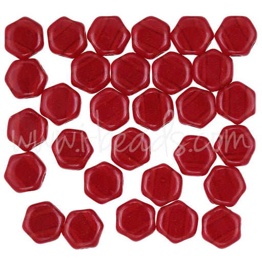 Honeycomb beads 6mm ruby transparent (30)