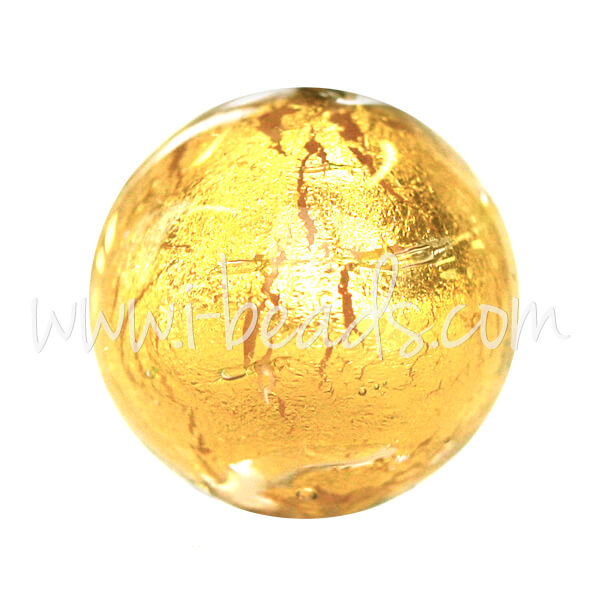 Murano bead round crystal and gold 12mm (1)