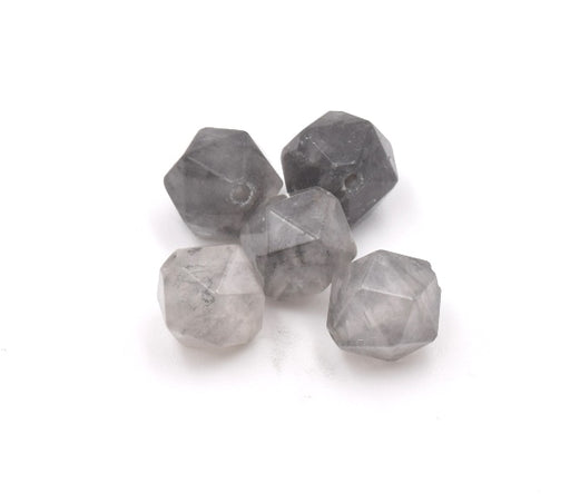 Buy Polygon, Faceted,Natural Quartz Beads grey, 10x9mm, Hole: 1mm (3 units)