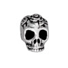 Skull and rose bead horizontal large hole metal antique silver plated 10mm (1)