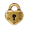 Heart lock charm metal antique gold plated 16.5mm (1)