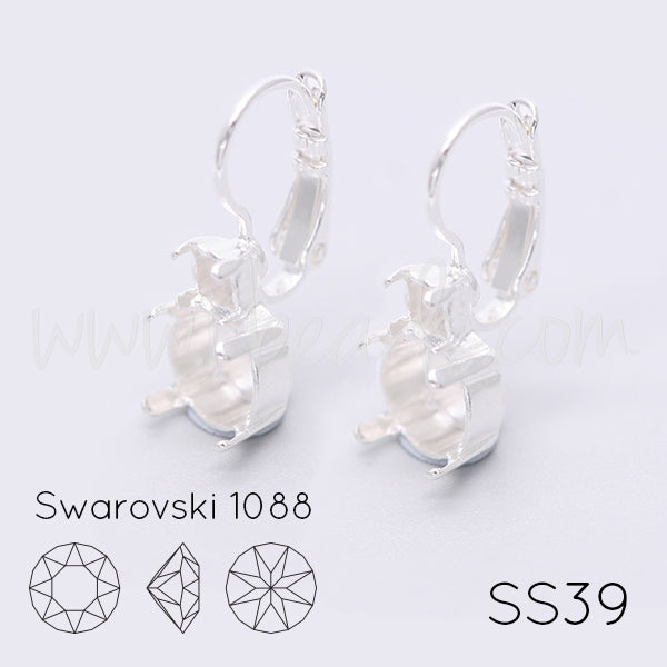 Earring setting for Swarovski 1088 SS39 and 4mm-pp31-SS19 silver plated (2)