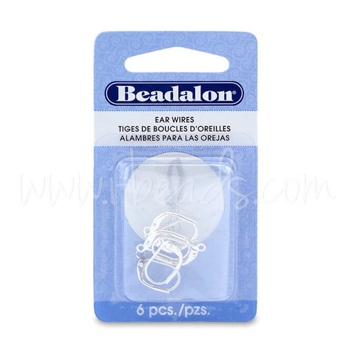 Buy 6 Leverback ear wire with open ring metal silver plated 14x10mm (6 units)