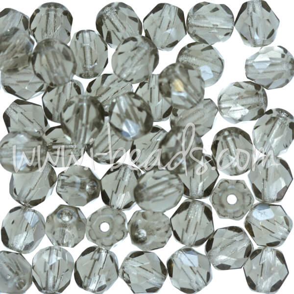 Czech fire-polished beads black diamond 6mm (50)