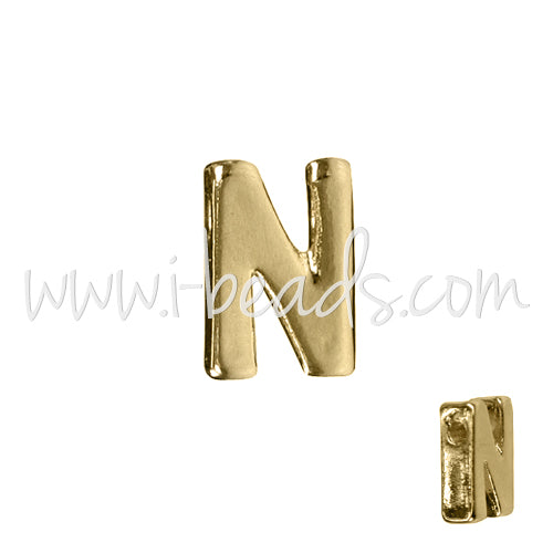 Letter bead N gold plated 7x6mm (1)