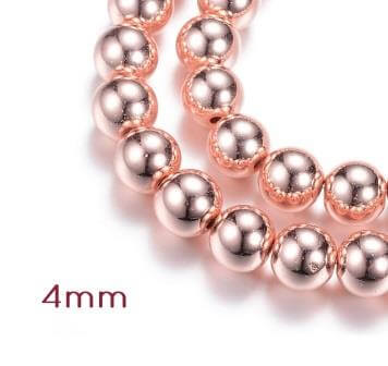 Buy Hematite (Reconstituted) Beads ROSE Gold Plated 4mm - 1 Strand - 92 Beads (Sold Per Strand)