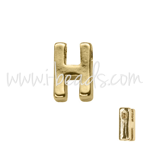 Letter bead H gold plated 7x6mm (1)
