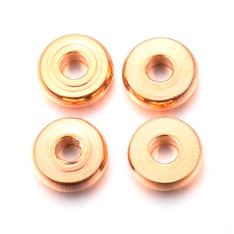 Stainless Steel Heishi Beads Separators GOLD, Flat Round, 8mm, Hole: 2mm (10)