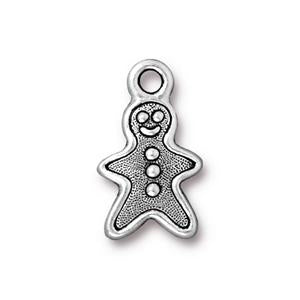 Gingerbread man charm metal antique silver plated 19mm (1)