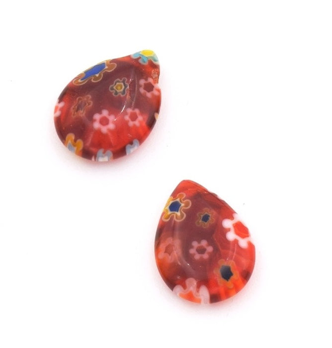 Millefiori Drop 14mm RED (2)