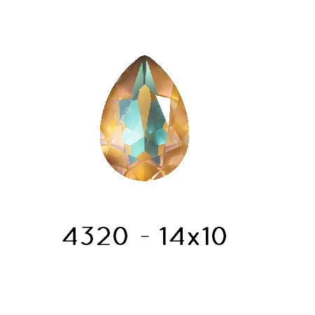 Swarovski 4320 Fancy Stone PEAR- Crystal Ochre DELITE-14x10mm (1)