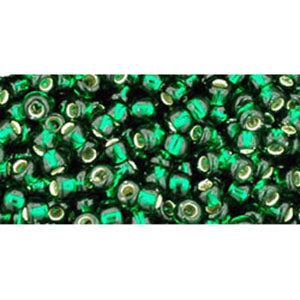 cc36 - Toho beads 8/0 silver lined green emerald (10g)