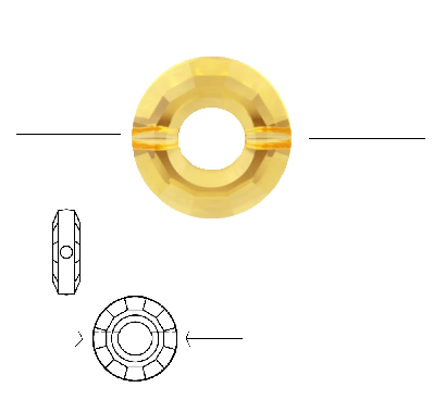 Swarovski Ring Bead 5139 Light Topaz 12,5mm trou 1,1mm (2)