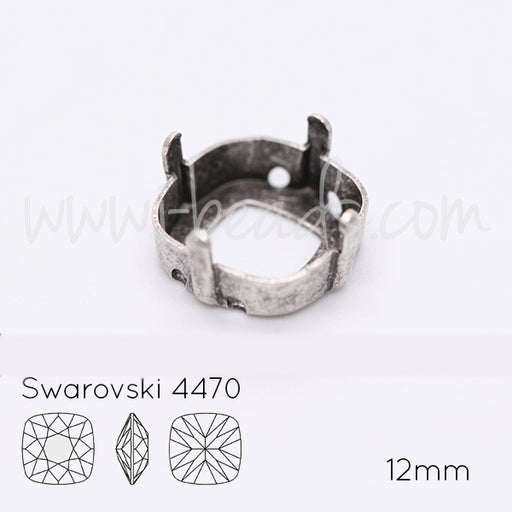 Sew on setting for Swarovski 4470 12mm antique silver plated (1)