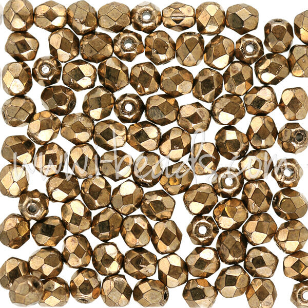 Czech fire-polished beads bronze 4mm (100)