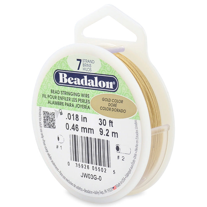 Beadalon bead stringing wire 7 strands metallic gold 0.46mm, 9.2m (1)