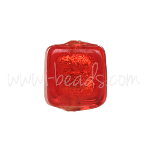 Buy Murano bead cube red and gold 6mm (1)