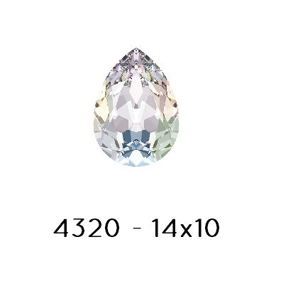 Swarovski 4320 Fancy Stone PEAR - Crystal AB Foiled 14x10mm (1)