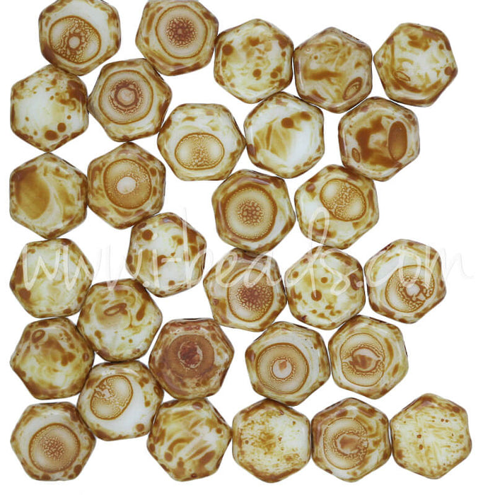Honeycomb beads 6mm chalk dark travertine (30)