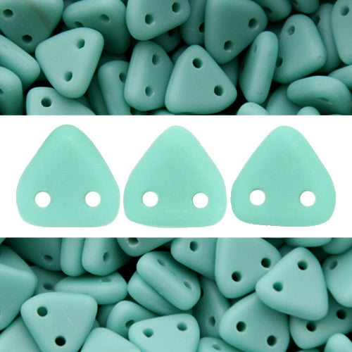 Buy 2 holes CzechMates triangle matte turquoise 6mm (10g)