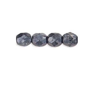 Czech fire-polished beads HEMATITE 3mm (30)