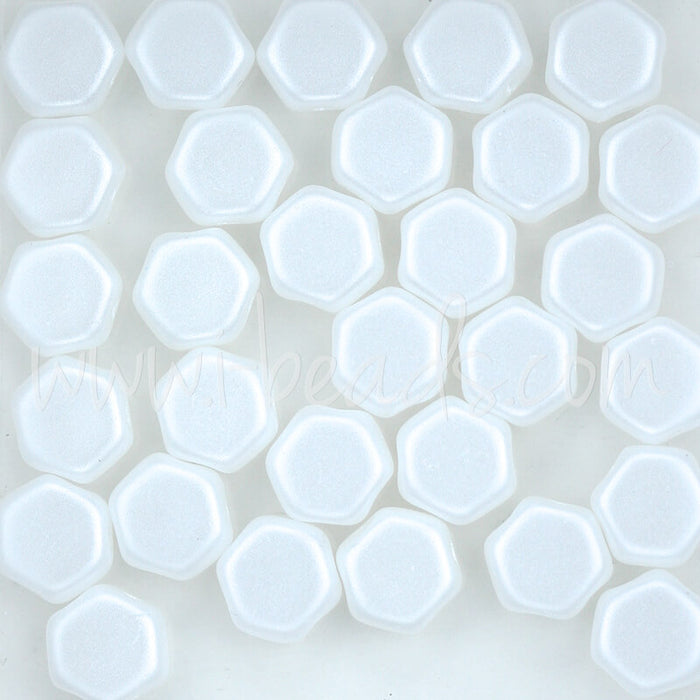 Honeycomb beads 6mm pastel white (30)